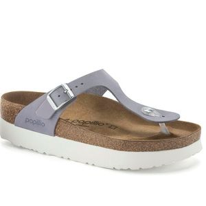 NEW Birkenstock Gizeh Platform Sandal Purple Fog Nubuck Leather Size 38 / 8